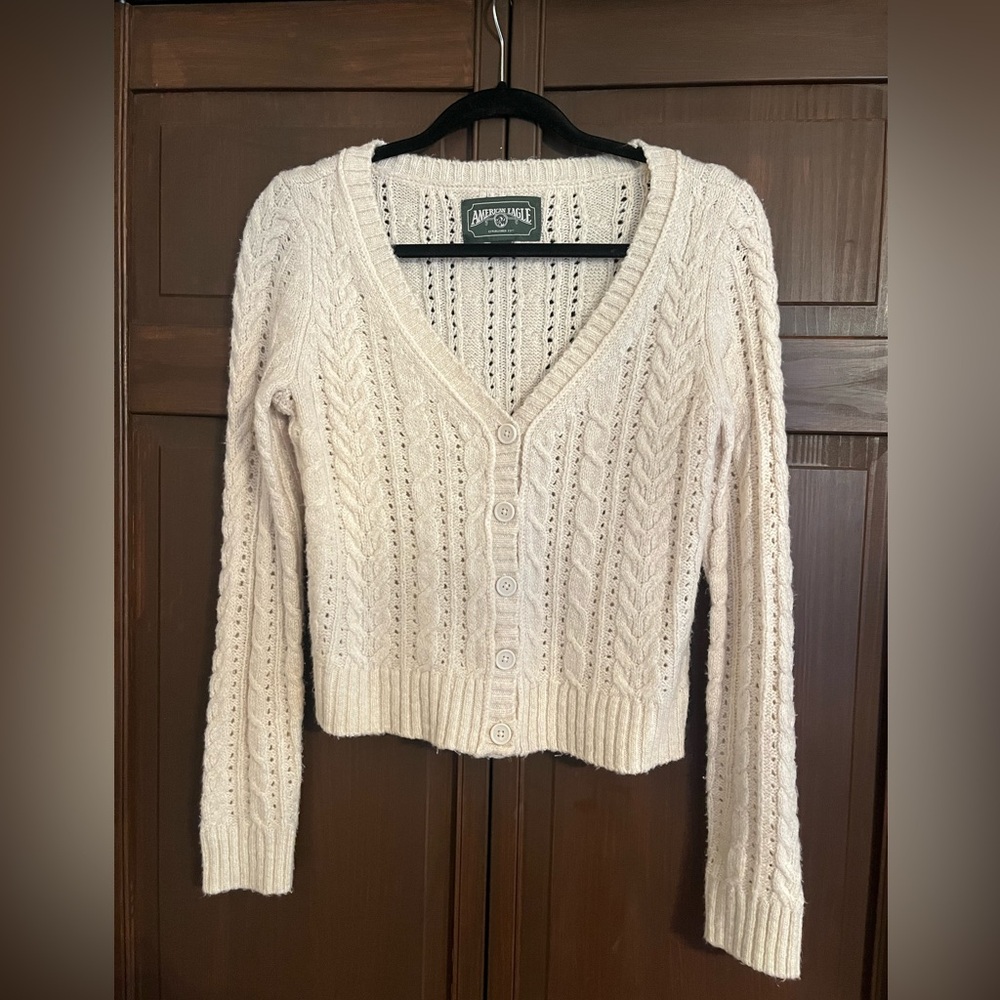 Women’s American Eagle Cream Button Up Sweater